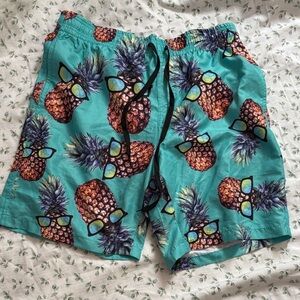 Tropical Pineapple Print Swim Shorts
